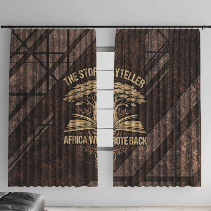Chinua Achebe Window Curtain with Tribal Symbol Design, The Storyteller Quote and Africa Wrote Back - African Pride