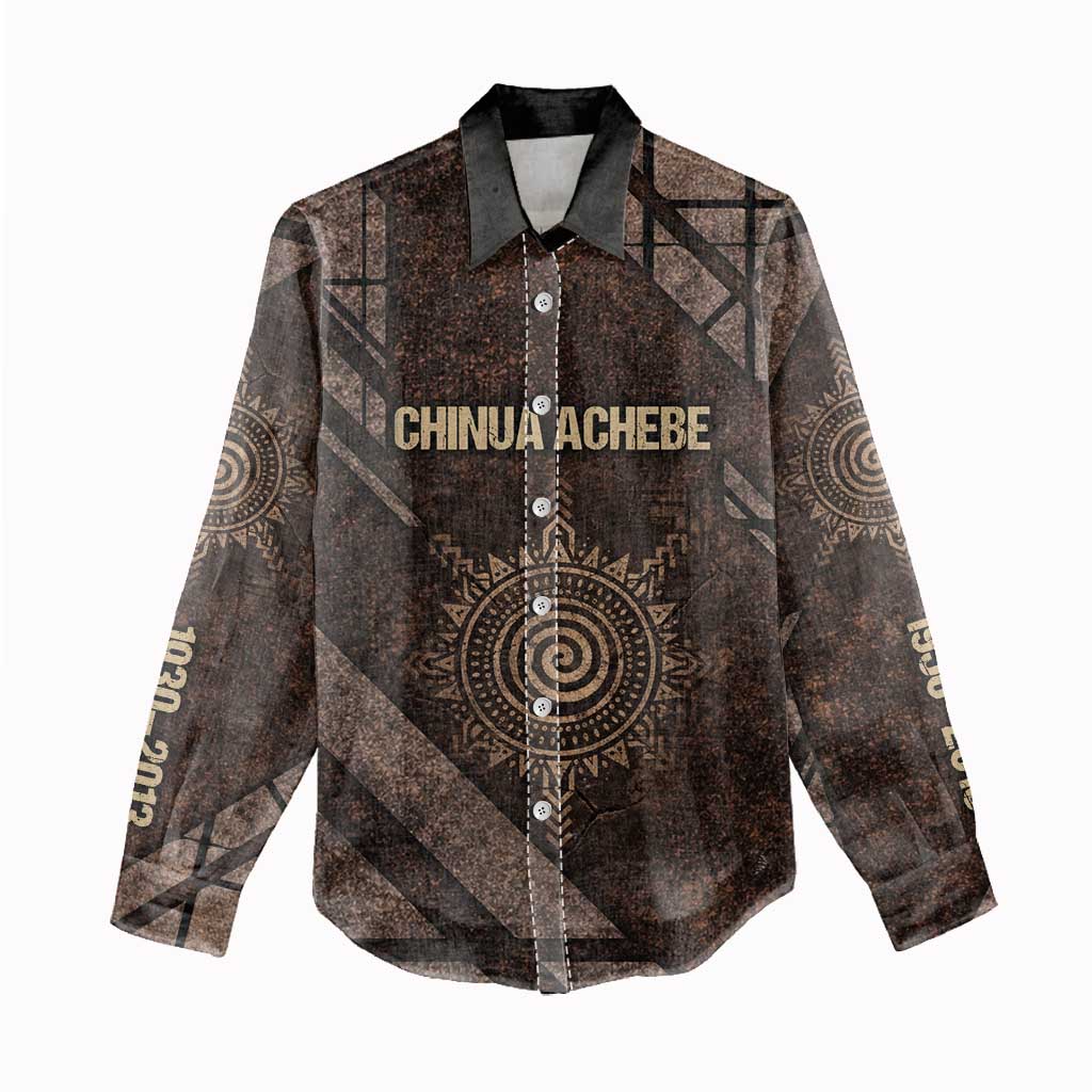 Chinua Achebe Women Casual Shirt with Tribal Symbol Design, The Storyteller Quote and Africa Wrote Back - African Pride