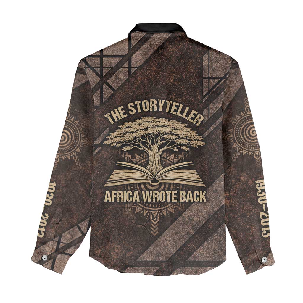 Chinua Achebe Women Casual Shirt with Tribal Symbol Design, The Storyteller Quote and Africa Wrote Back - African Pride