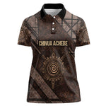 Chinua Achebe Women Polo Shirt with Tribal Symbol Design, The Storyteller Quote and Africa Wrote Back - African Pride