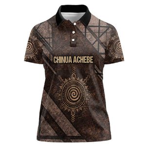 Chinua Achebe Women Polo Shirt with Tribal Symbol Design, The Storyteller Quote and Africa Wrote Back - African Pride