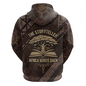 Chinua Achebe Zip Hoodie with Tribal Symbol Design, The Storyteller Quote and Africa Wrote Back - African Pride