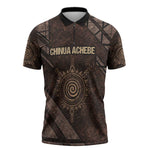 Chinua Achebe Zipper Polo Shirt with Tribal Symbol Design, The Storyteller Quote and Africa Wrote Back - African Pride