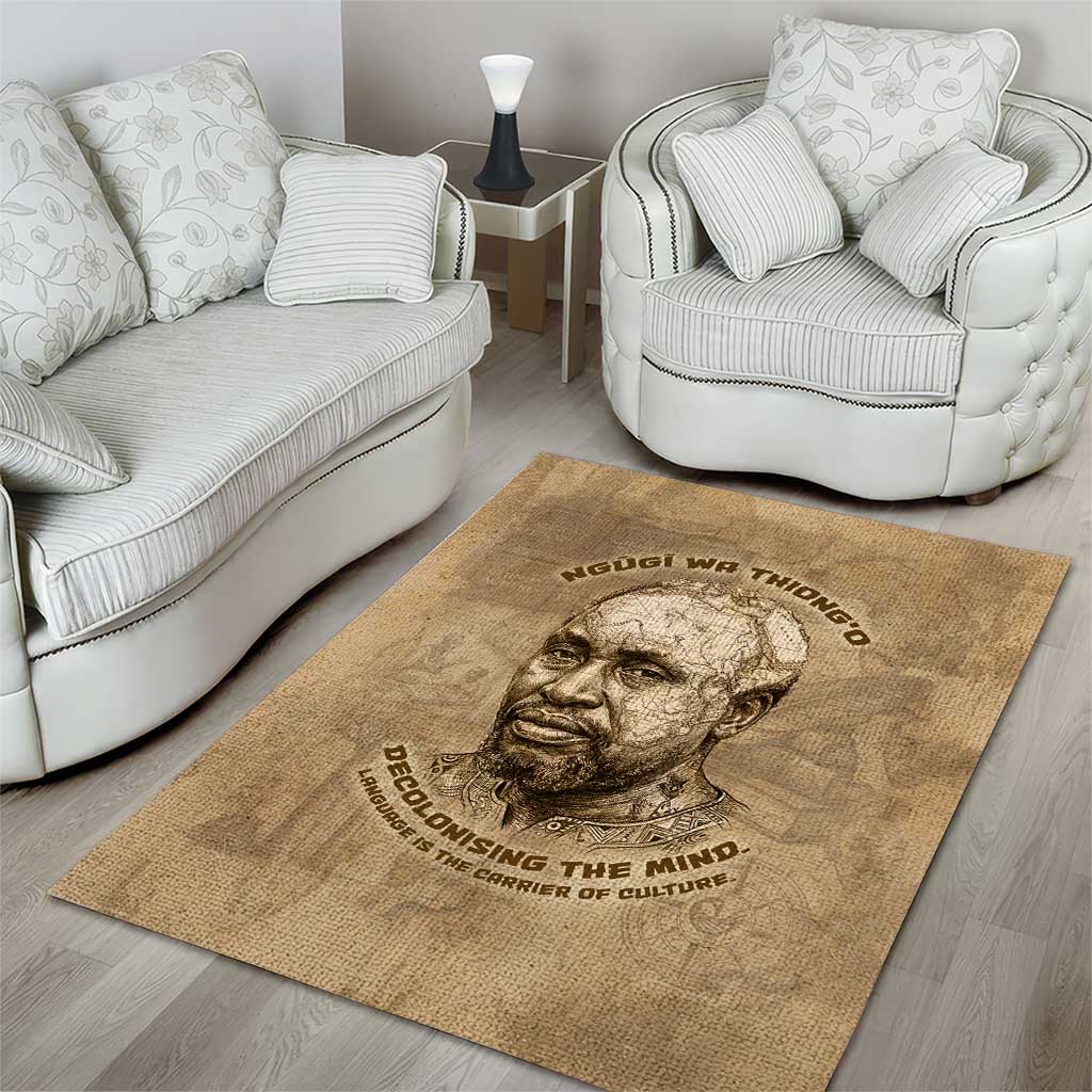 Ngugi wa Thiong O Area Rug Vintage Map Ancient African Library - Decolonising the Mind - African Pride