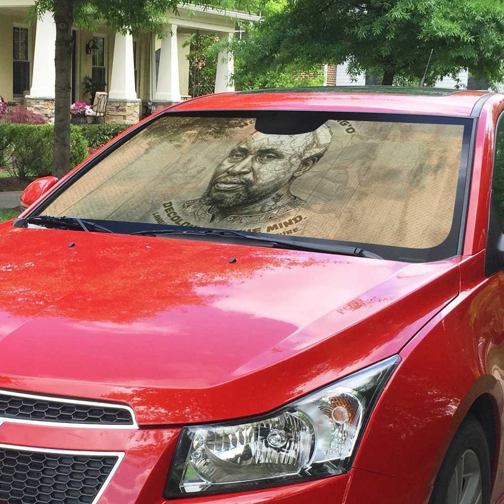 Ngugi wa Thiong O Auto Sun Shade Vintage Map Ancient African Library - Decolonising the Mind - African Pride