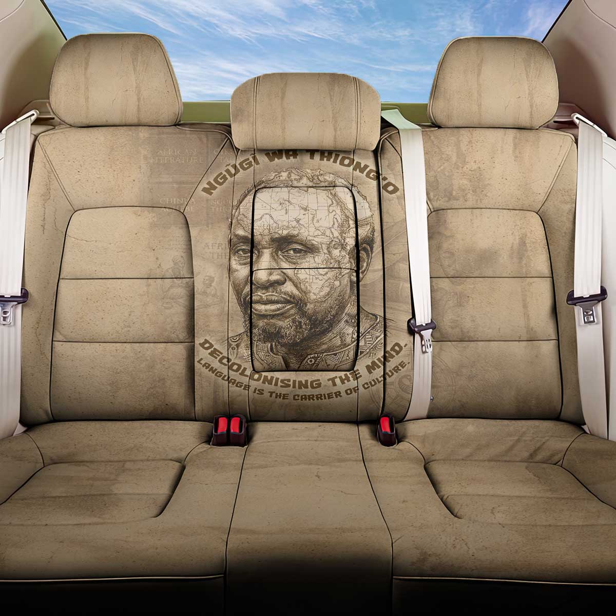 Ngugi wa Thiong O Back Car Seat Cover Vintage Map Ancient African Library - Decolonising the Mind - African Pride