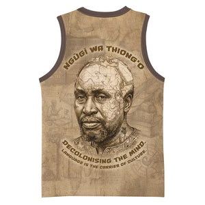 Ngugi wa Thiong O Basketball Jersey Vintage Map Ancient African Library - Decolonising the Mind - African Pride