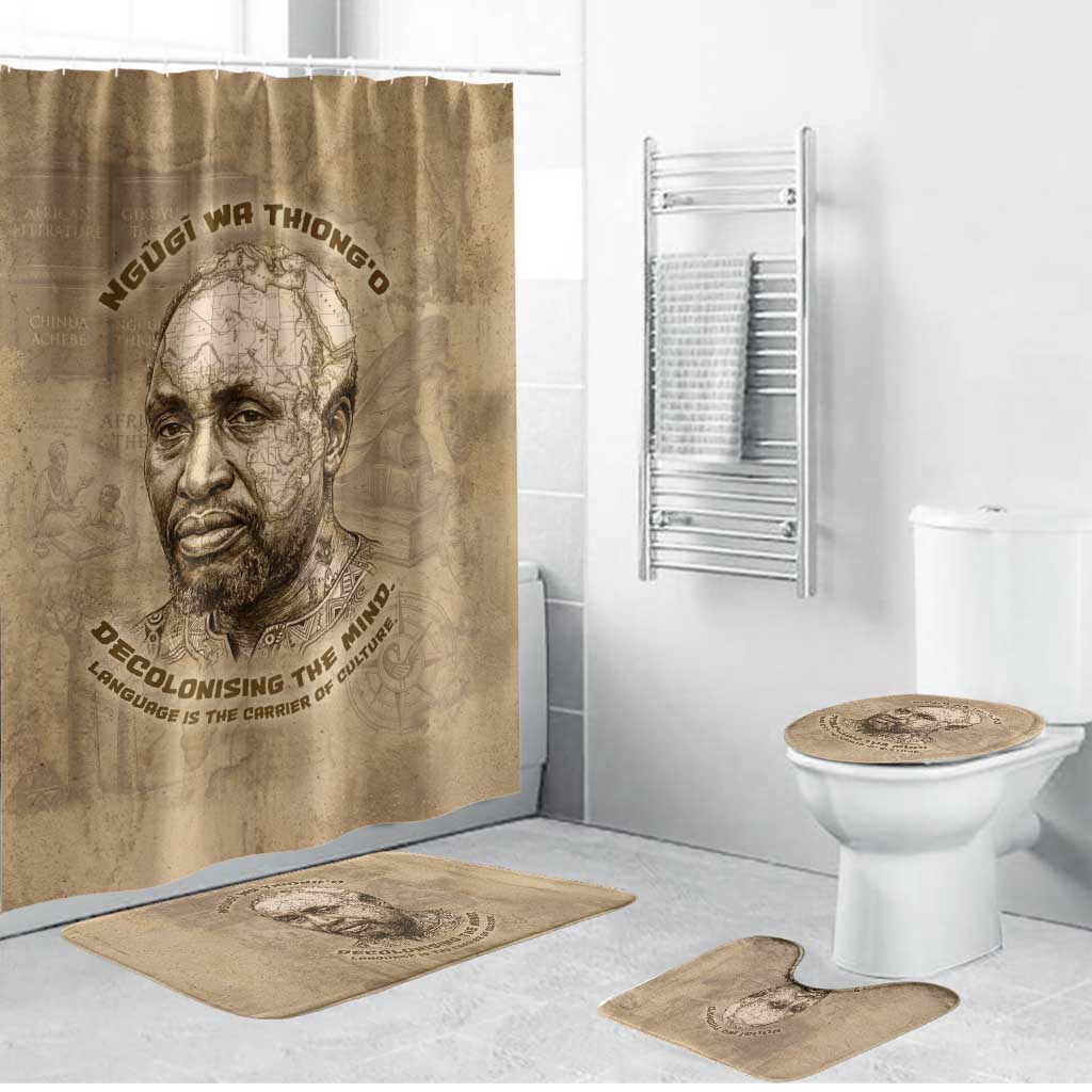 Ngugi wa Thiong O Bathroom Set Vintage Map Ancient African Library - Decolonising the Mind - African Pride