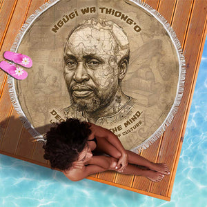 Ngugi wa Thiong O Beach Blanket Vintage Map Ancient African Library - Decolonising the Mind - African Pride