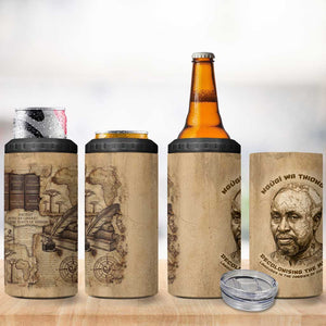 Ngugi wa Thiong O 4 in 1 Can Cooler Tumbler Vintage Map Ancient African Library - Decolonising the Mind - African Pride