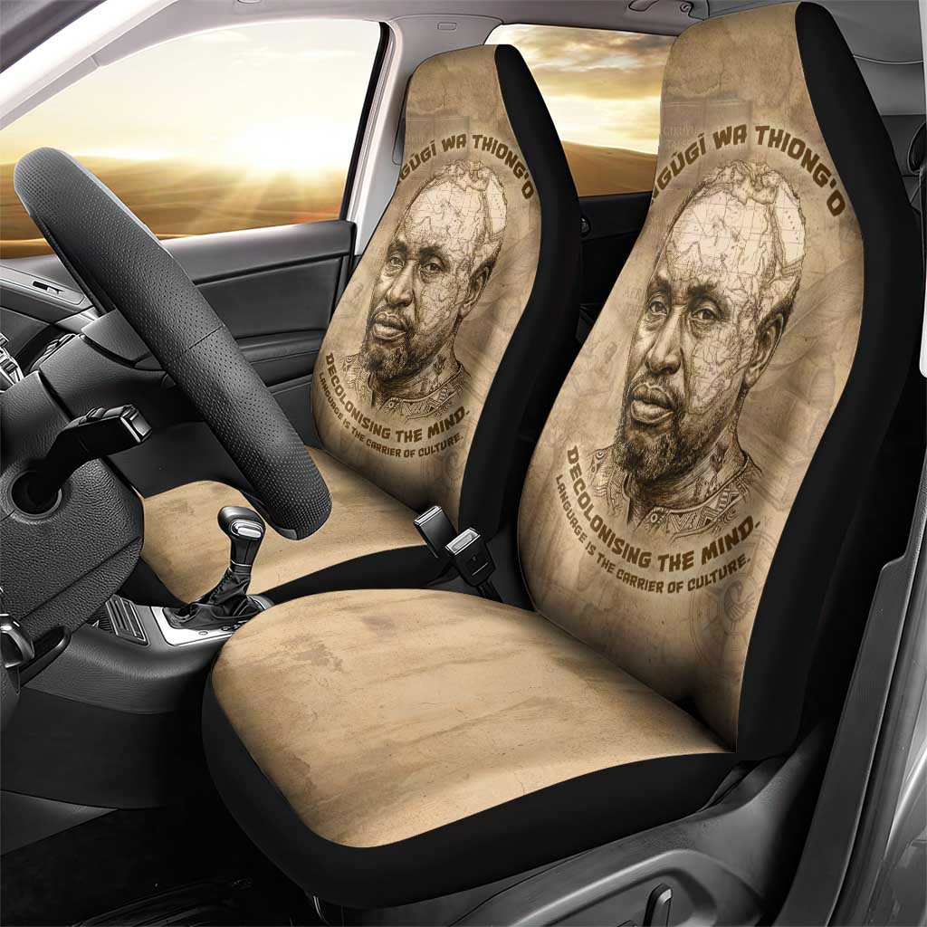 Ngugi wa Thiong O Car Seat Cover Vintage Map Ancient African Library - Decolonising the Mind - African Pride