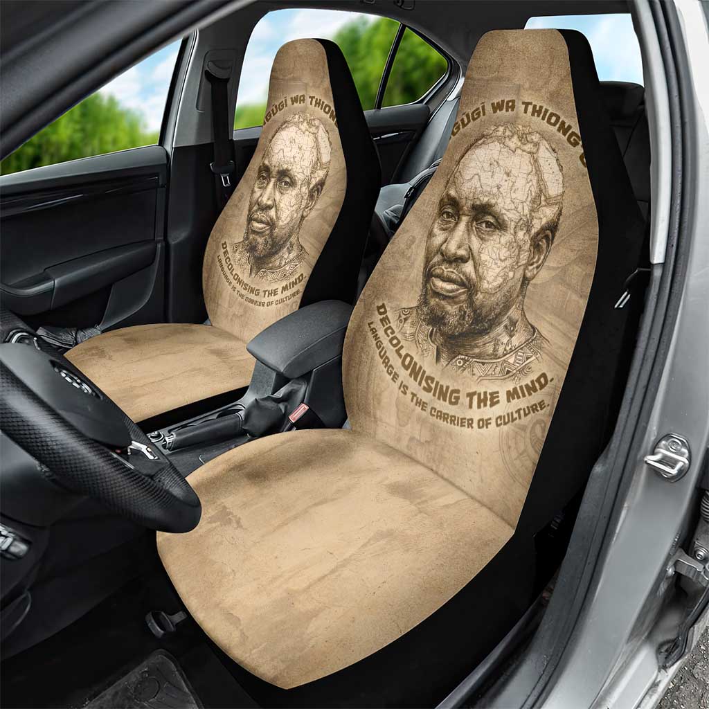 Ngugi wa Thiong O Car Seat Cover Vintage Map Ancient African Library - Decolonising the Mind - African Pride