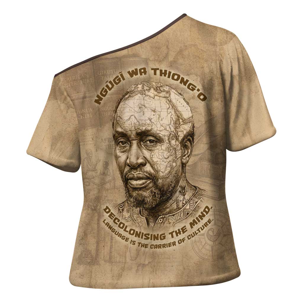 Ngugi wa Thiong O Cross Shoulder Shirt Vintage Map Ancient African Library - Decolonising the Mind - African Pride