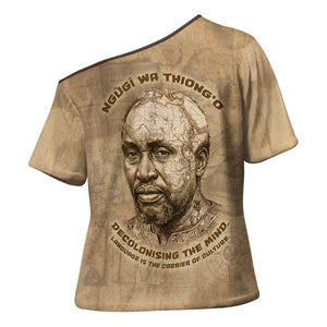 Ngugi wa Thiong O Cross Shoulder Shirt Vintage Map Ancient African Library - Decolonising the Mind - African Pride