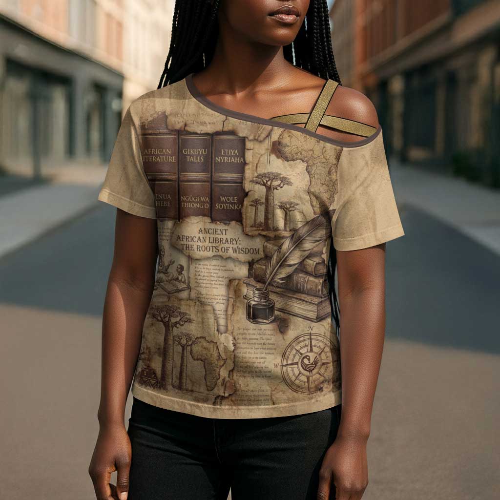 Ngugi wa Thiong O Cross Shoulder Shirt Vintage Map Ancient African Library - Decolonising the Mind - African Pride
