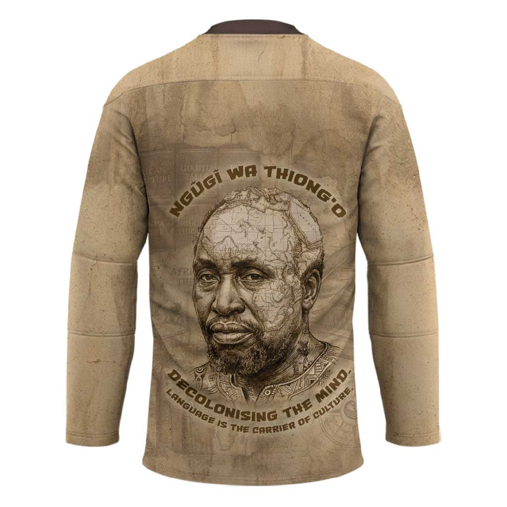 Ngugi wa Thiong O Hockey Jersey Vintage Map Ancient African Library - Decolonising the Mind - African Pride