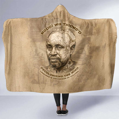 Ngugi wa Thiong O Hooded Blanket Vintage Map Ancient African Library - Decolonising the Mind - African Pride