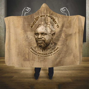 Ngugi wa Thiong O Hooded Blanket Vintage Map Ancient African Library - Decolonising the Mind - African Pride
