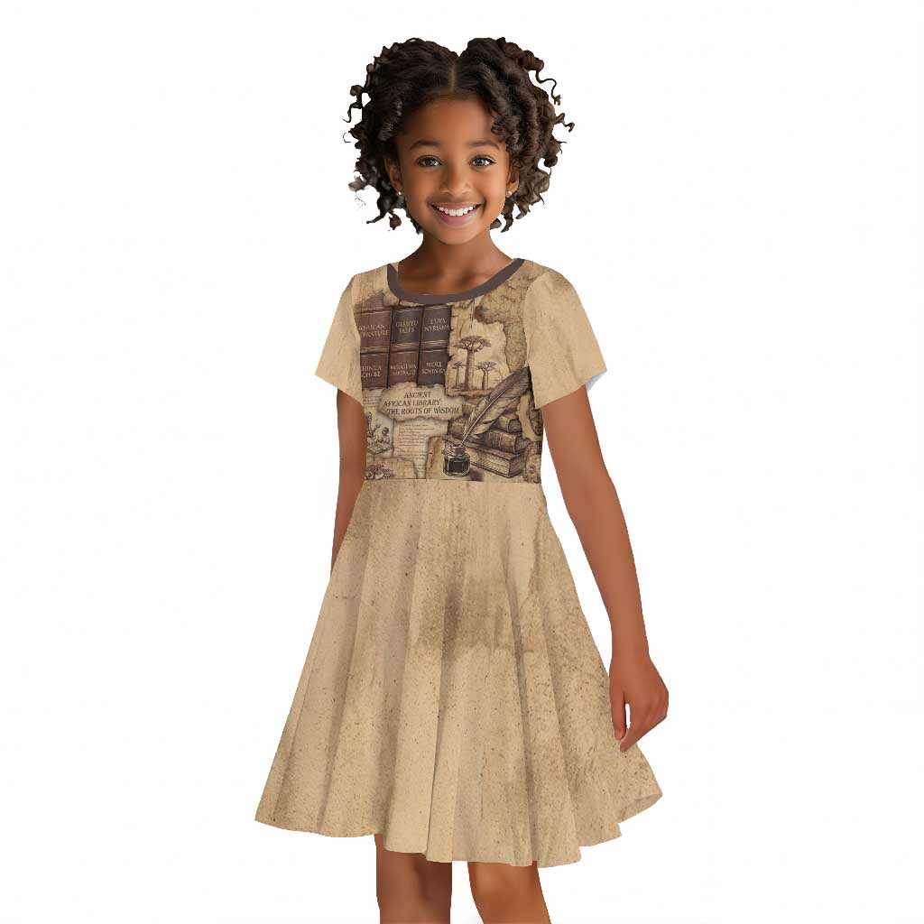Ngugi wa Thiong O Kid Short Sleeve Dress Vintage Map Ancient African Library - Decolonising the Mind - African Pride