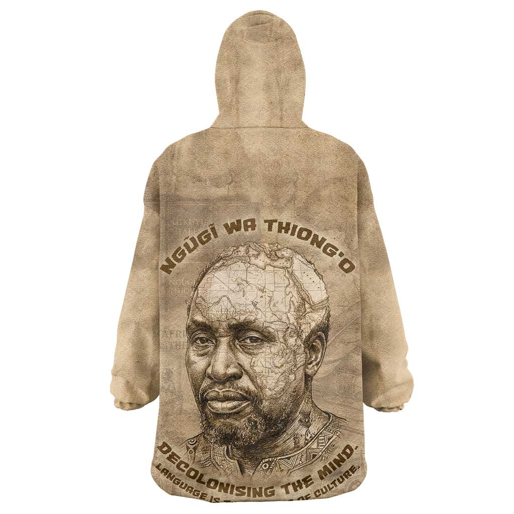 Ngugi wa Thiong O Kid Wearable Blanket Hoodie Vintage Map Ancient African Library - Decolonising the Mind - African Pride