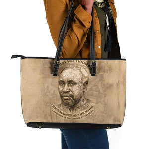 Ngugi wa Thiong O Leather Tote Bag Vintage Map Ancient African Library - Decolonising the Mind - African Pride