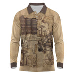 Ngugi wa Thiong O Long Sleeve Polo Shirt Vintage Map Ancient African Library - Decolonising the Mind - African Pride