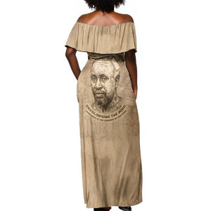 Ngugi wa Thiong O Off Shoulder Maxi Dress Vintage Map Ancient African Library - Decolonising the Mind - African Pride