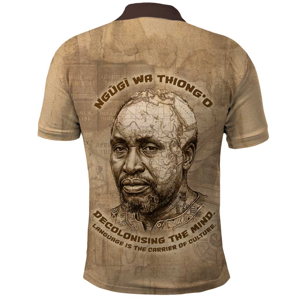 Ngugi wa Thiong O Polo Shirt Vintage Map Ancient African Library - Decolonising the Mind - African Pride