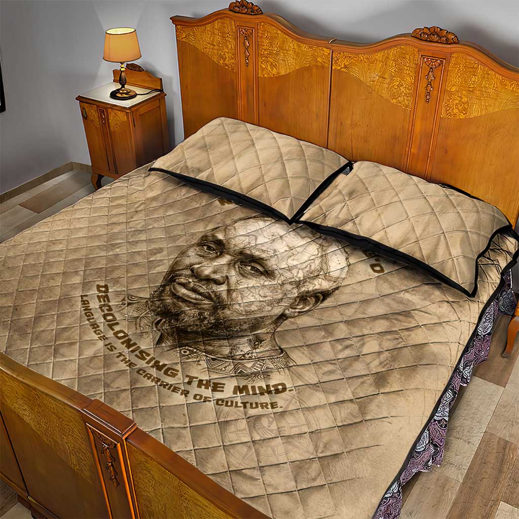 Ngugi wa Thiong O Quilt Bed Set Vintage Map Ancient African Library - Decolonising the Mind - African Pride