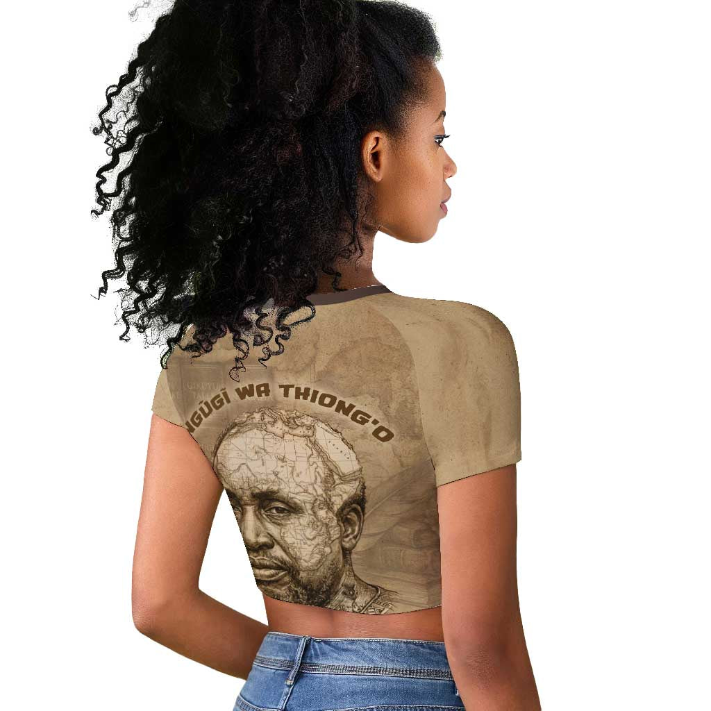 Ngugi wa Thiong O Raglan Cropped T shirt Vintage Map Ancient African Library - Decolonising the Mind - African Pride