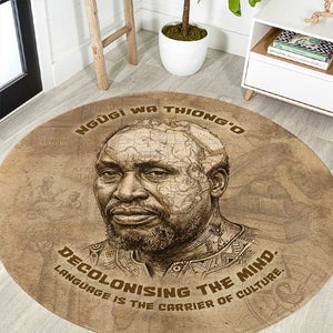 Ngugi wa Thiong O Round Carpet Vintage Map Ancient African Library - Decolonising the Mind - African Pride