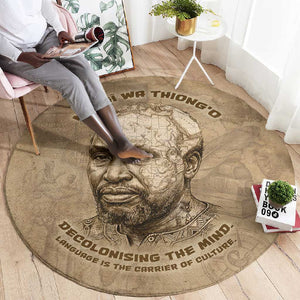 Ngugi wa Thiong O Round Carpet Vintage Map Ancient African Library - Decolonising the Mind - African Pride