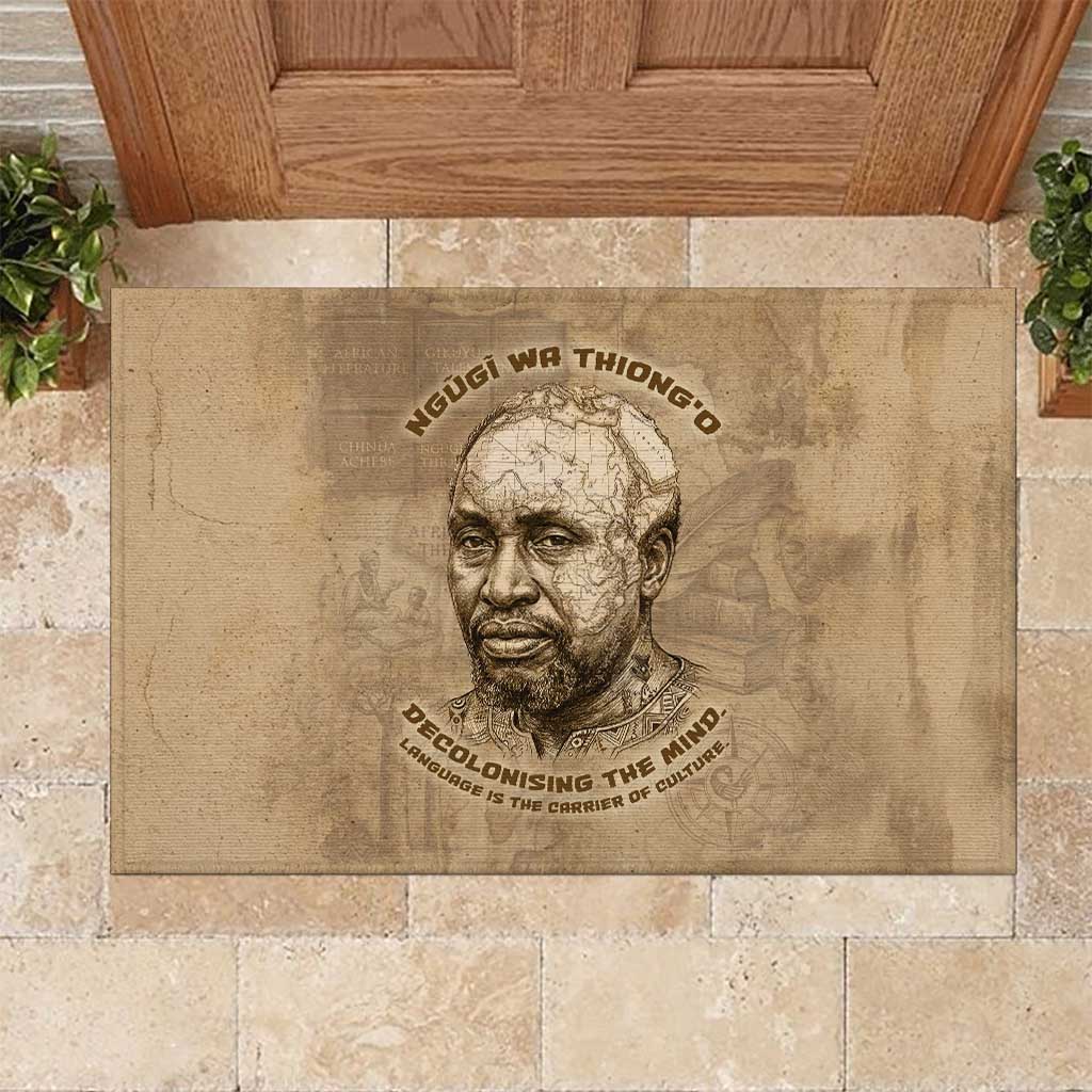 Ngugi wa Thiong O Rubber Doormat Vintage Map Ancient African Library - Decolonising the Mind - African Pride