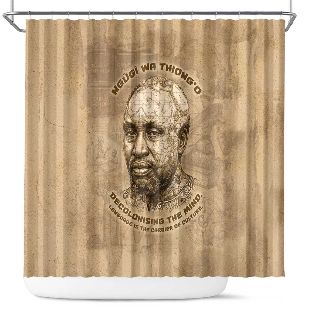 Ngugi wa Thiong O Shower Curtain Vintage Map Ancient African Library - Decolonising the Mind - African Pride