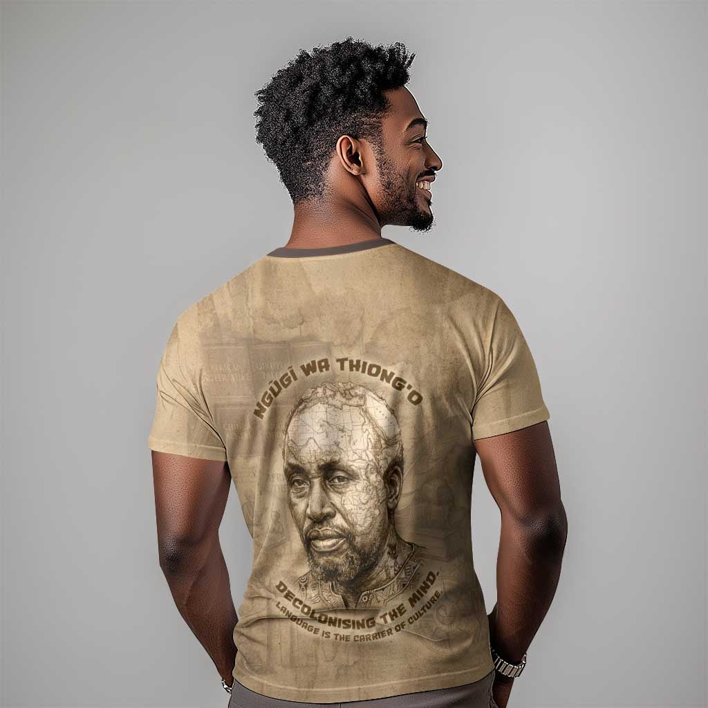 Ngugi wa Thiong O T shirt Vintage Map Ancient African Library - Decolonising the Mind - African Pride