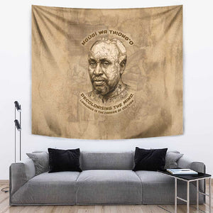 Ngugi wa Thiong O Tapestry Vintage Map Ancient African Library - Decolonising the Mind - African Pride