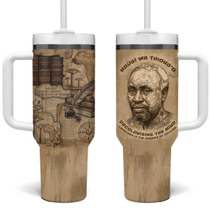 Ngugi wa Thiong O Tumbler With Handle Vintage Map Ancient African Library - Decolonising the Mind - African Pride