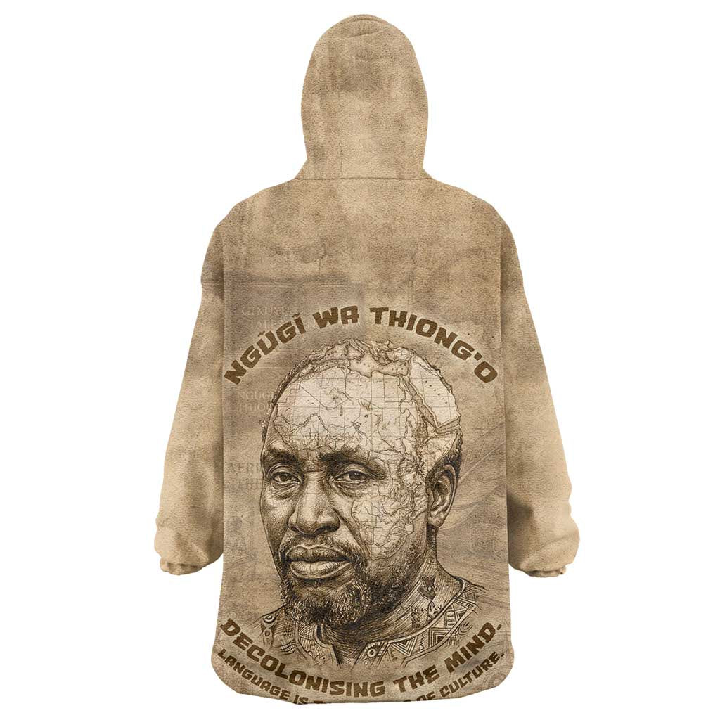 Ngugi wa Thiong O Wearable Blanket Hoodie Vintage Map Ancient African Library - Decolonising the Mind - African Pride