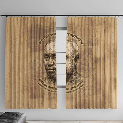 Ngugi wa Thiong O Window Curtain Vintage Map Ancient African Library - Decolonising the Mind - African Pride