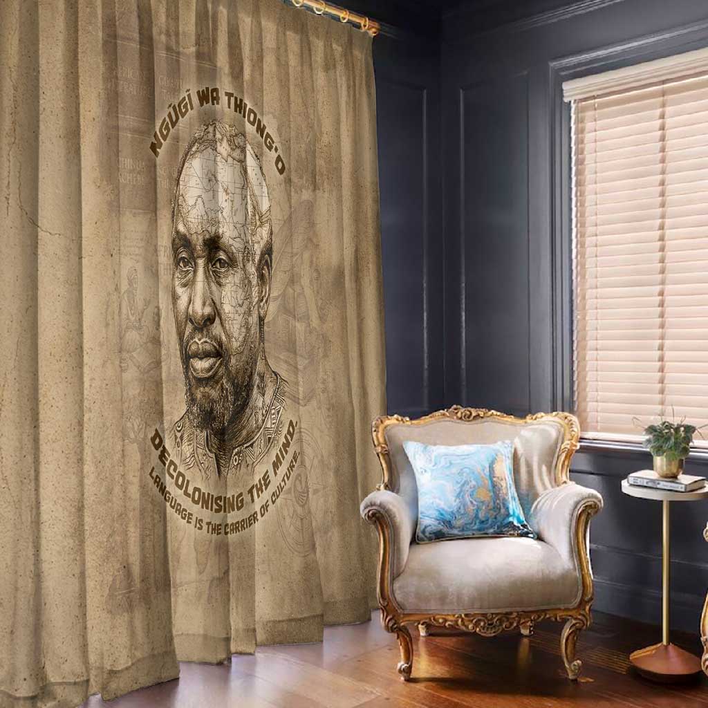 Ngugi wa Thiong O Window Curtain Vintage Map Ancient African Library - Decolonising the Mind - African Pride