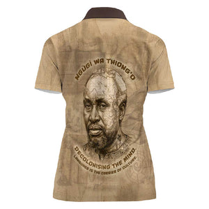Ngugi wa Thiong O Women Polo Shirt Vintage Map Ancient African Library - Decolonising the Mind - African Pride