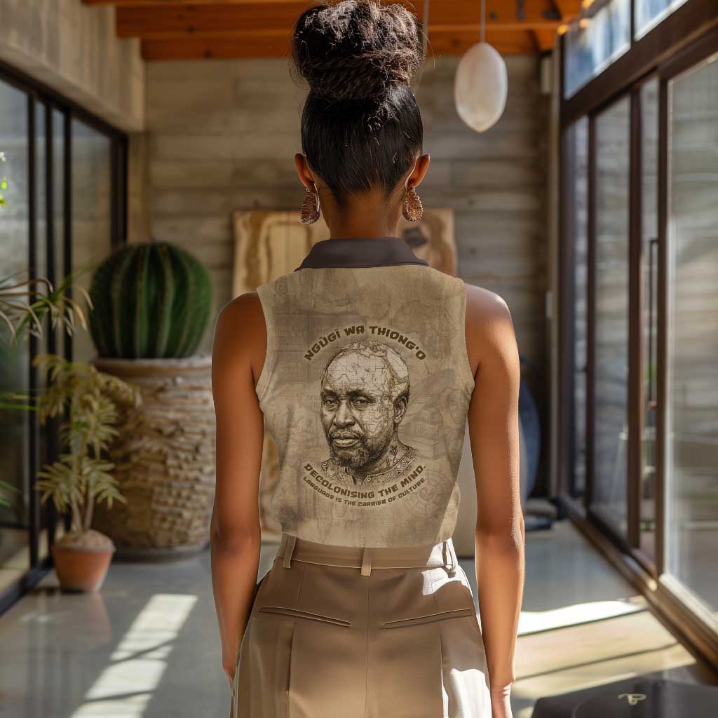 Ngugi wa Thiong O Women Sleeveless Polo Shirt Vintage Map Ancient African Library - Decolonising the Mind - African Pride