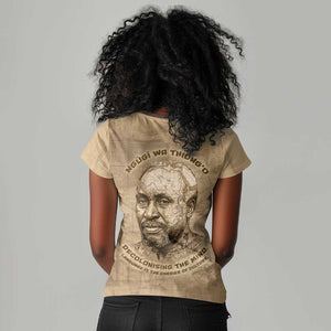 Ngugi wa Thiong O Women V-Neck T-Shirt Vintage Map Ancient African Library - Decolonising the Mind - African Pride