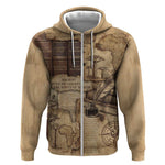 Ngugi wa Thiong O Zip Hoodie Vintage Map Ancient African Library - Decolonising the Mind - African Pride