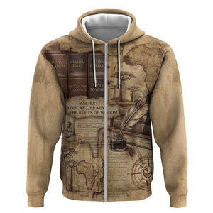 Ngugi wa Thiong O Zip Hoodie Vintage Map Ancient African Library - Decolonising the Mind - African Pride