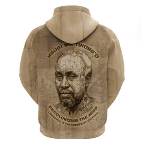 Ngugi wa Thiong O Zip Hoodie Vintage Map Ancient African Library - Decolonising the Mind - African Pride