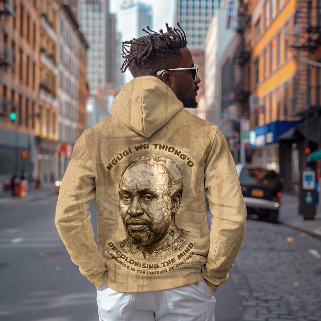 Ngugi wa Thiong O Zip Hoodie Vintage Map Ancient African Library - Decolonising the Mind - African Pride
