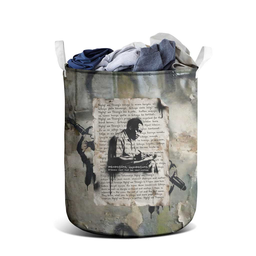 Ngugi wa Thiong O Laundry Basket Graffiti Resist Statement Ink Pen Revolution Fist Literary Activism - African Pride