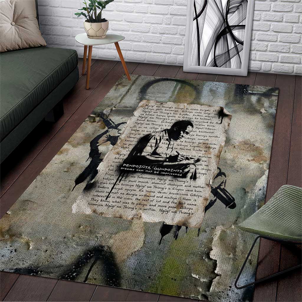 Ngugi wa Thiong O Area Rug Graffiti Resist Statement Ink Pen Revolution Fist Literary Activism - African Pride