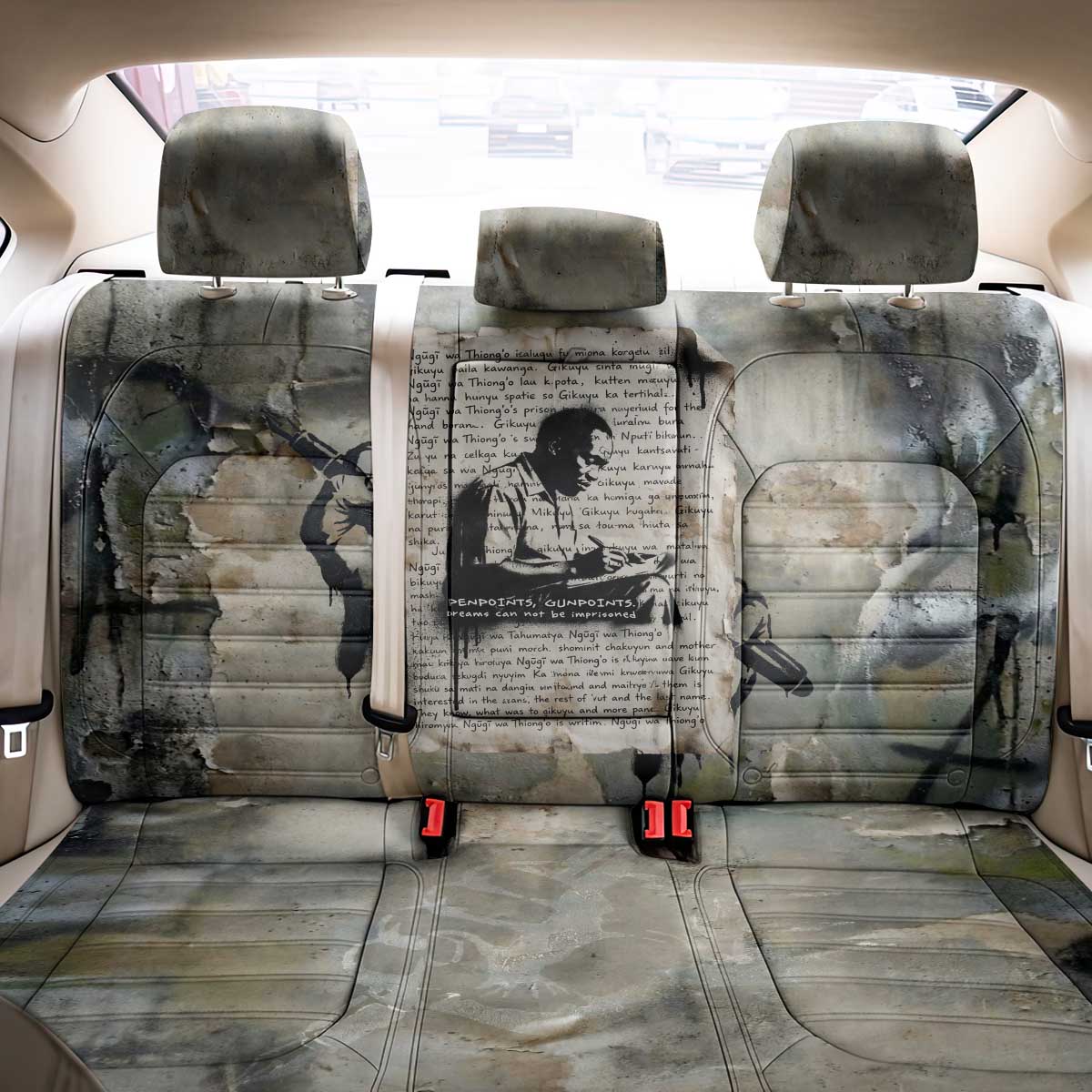 Ngugi wa Thiong O Back Car Seat Cover Graffiti Resist Statement Ink Pen Revolution Fist Literary Activism - African Pride